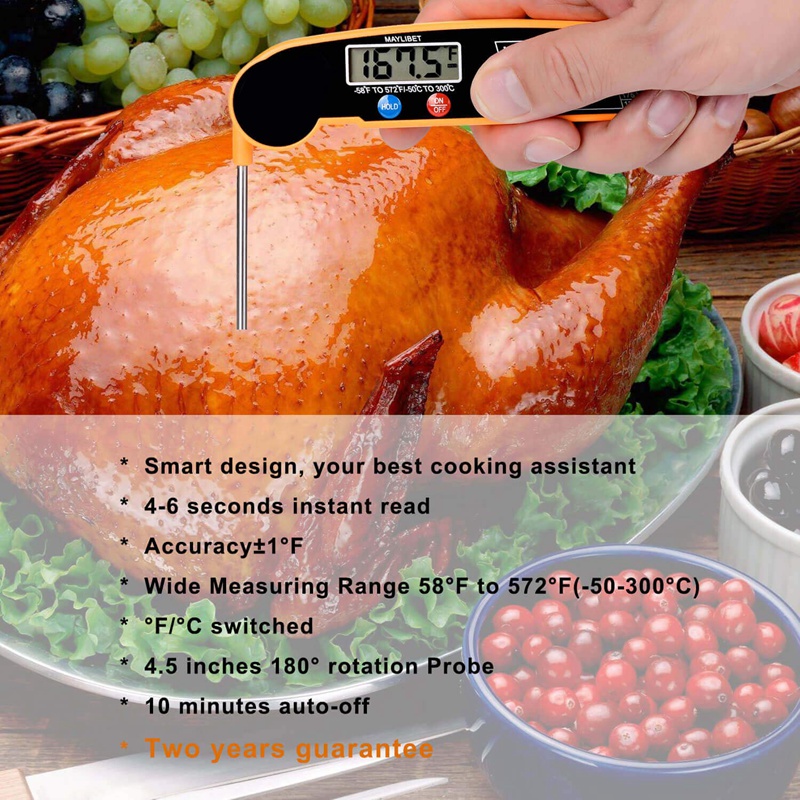 Digital Instant Read Meat Thermometer with Highly Accurate Temperature Probe, Electric Cooking Thermometer for Kitchen Food Grilling Grill BBQ Smoker Liquids Fryer Hot Oil Frying