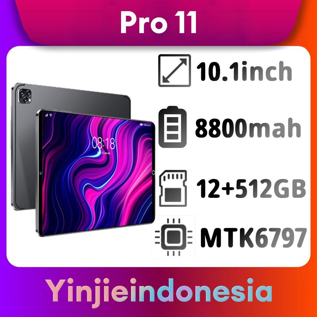 2022 Tablet Murah 5G Baru Galaxy Pro11 Tab 10.8inch RAM 12GB+512GB ROM