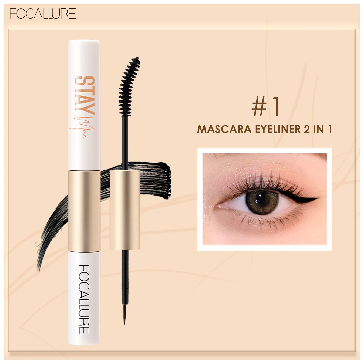 Focallure Mascara Eyeliner 2 in 1 Focalure Maskara dan Eyeliner 2in1