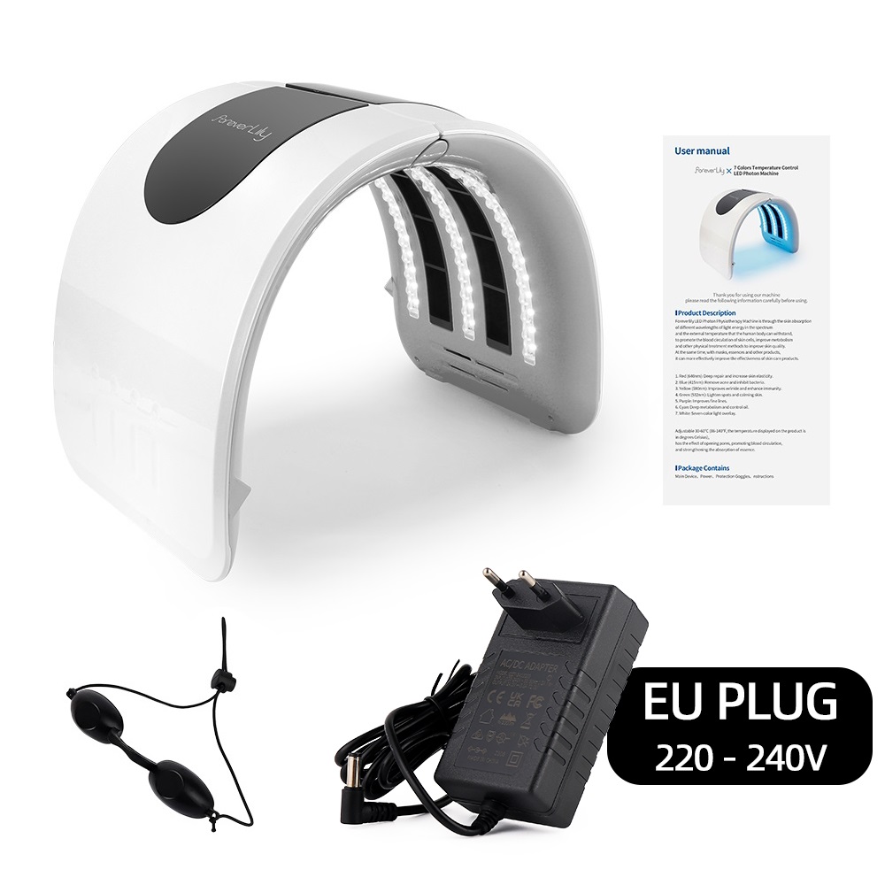 foreverlily 7 Colors PDT LED Photodynamic Therapy Heating Beauty Device LED Facial Mask Acne Removal Anti Wrinkle Lighten Spots