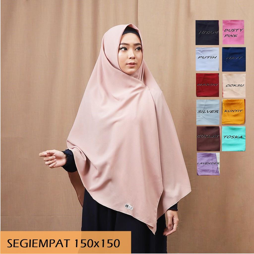 Jilbab Segi Empat / Segiempat 150 x 150 cm Wolfis / Kerudung Segi 4 Murah / Wolpeach Grade A / Berkualitas Ukuan Jumbo Khimar Syari