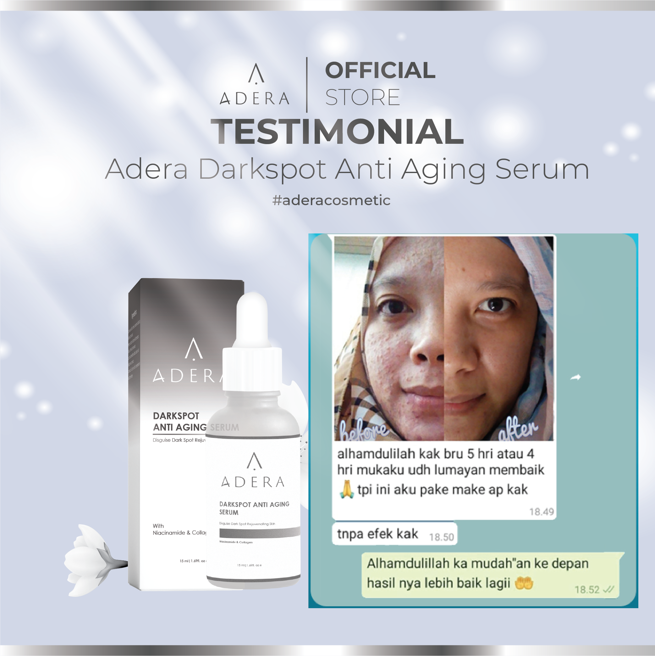 ADERA DARKSPOT SERUM Mengatasi Flek Hitam, Keriput, Dan Bekas Jerawat ...