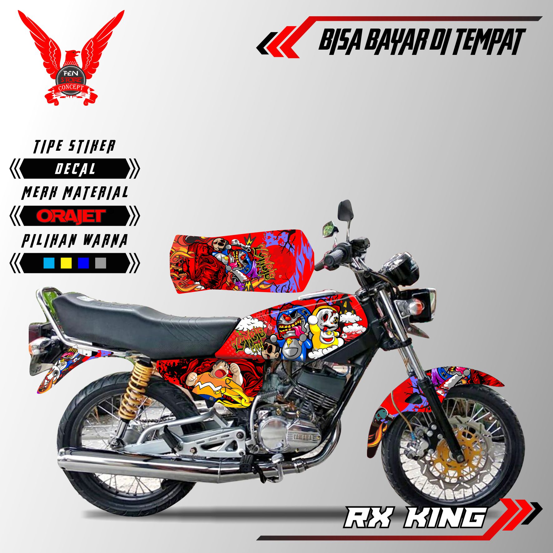 Stiker motor decal rx king variasi motif Doraemon zombee | Lazada Indonesia