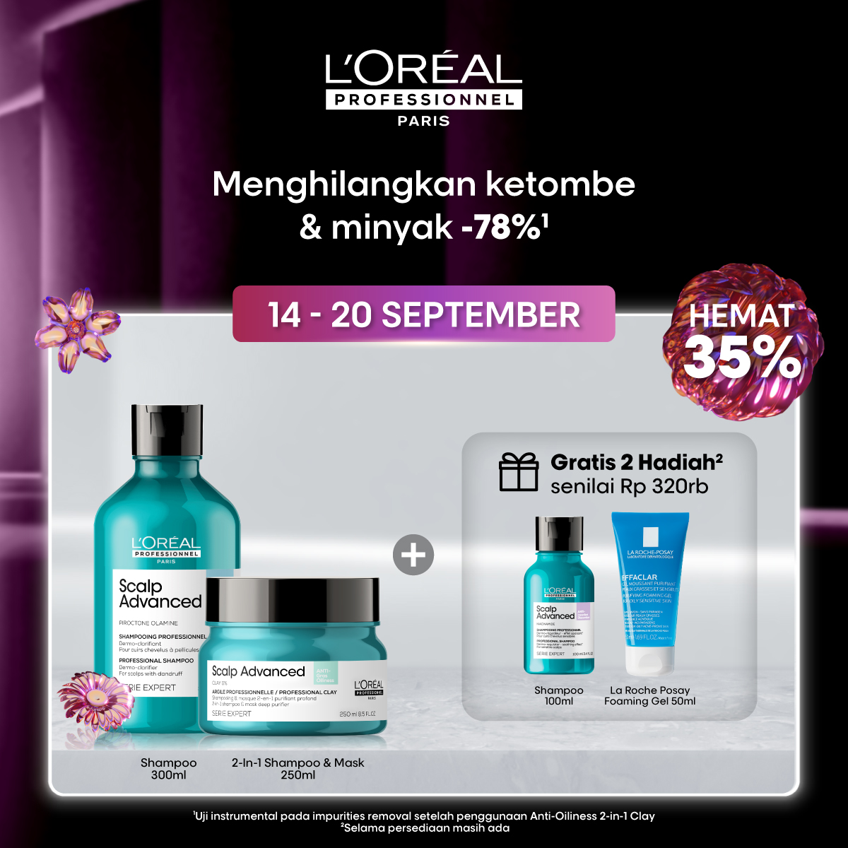L'Oreal Professionnel Dermo Clarifier Shampoo + 2In1 Clay Untuk Kulit