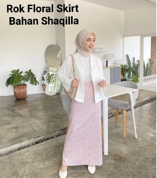 Rok Wanita Floral Skirt/A Line Skirt/Bahan Shaqilla/Sq Daisy Sq