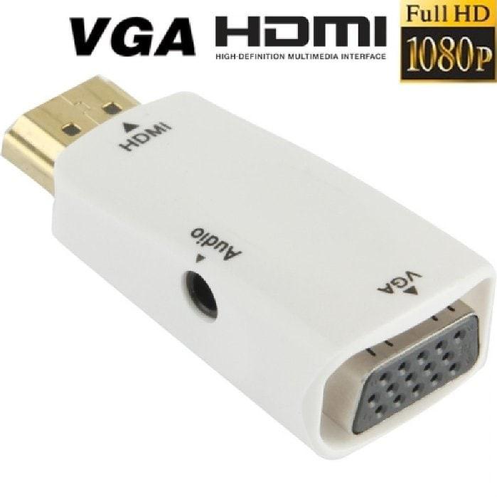 Mediatech HDMI Kualitas Tinggi Adaptor Ke VGA Kabel Konverter dengan 3.5 Mm Kabel Audio HD1080p untuk Laptop PC DVD, Desktop atau Input HDMI Perangkat Putih - 649640