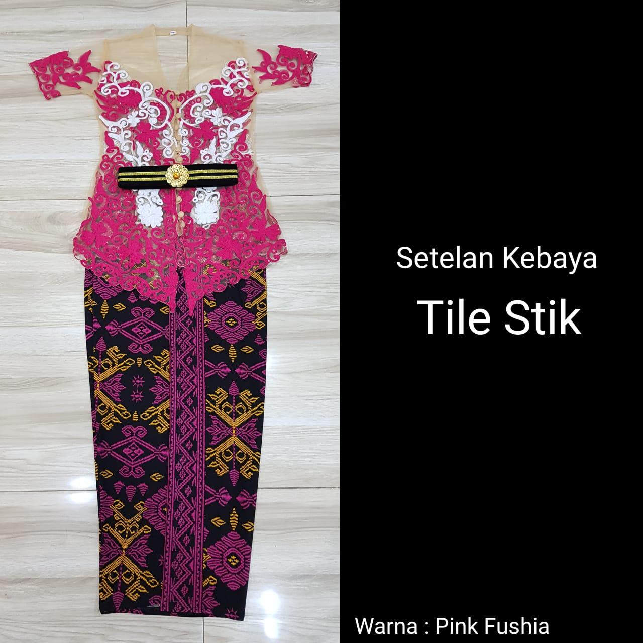 SIXMO - Setelan Kebaya Tile Stik Bordir dan Rok Lycra Panjang Kebaya Bali Modern