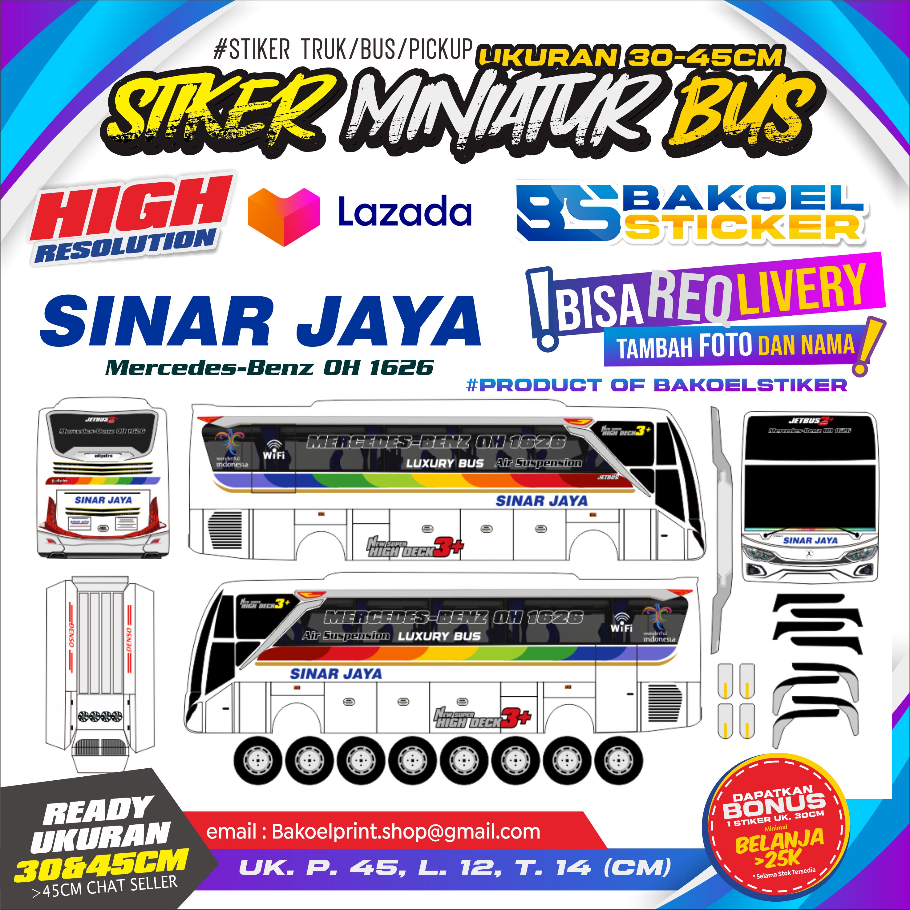 STIKER MINIATUR BUS JB3 UKURAN 30-45CM | Lazada Indonesia