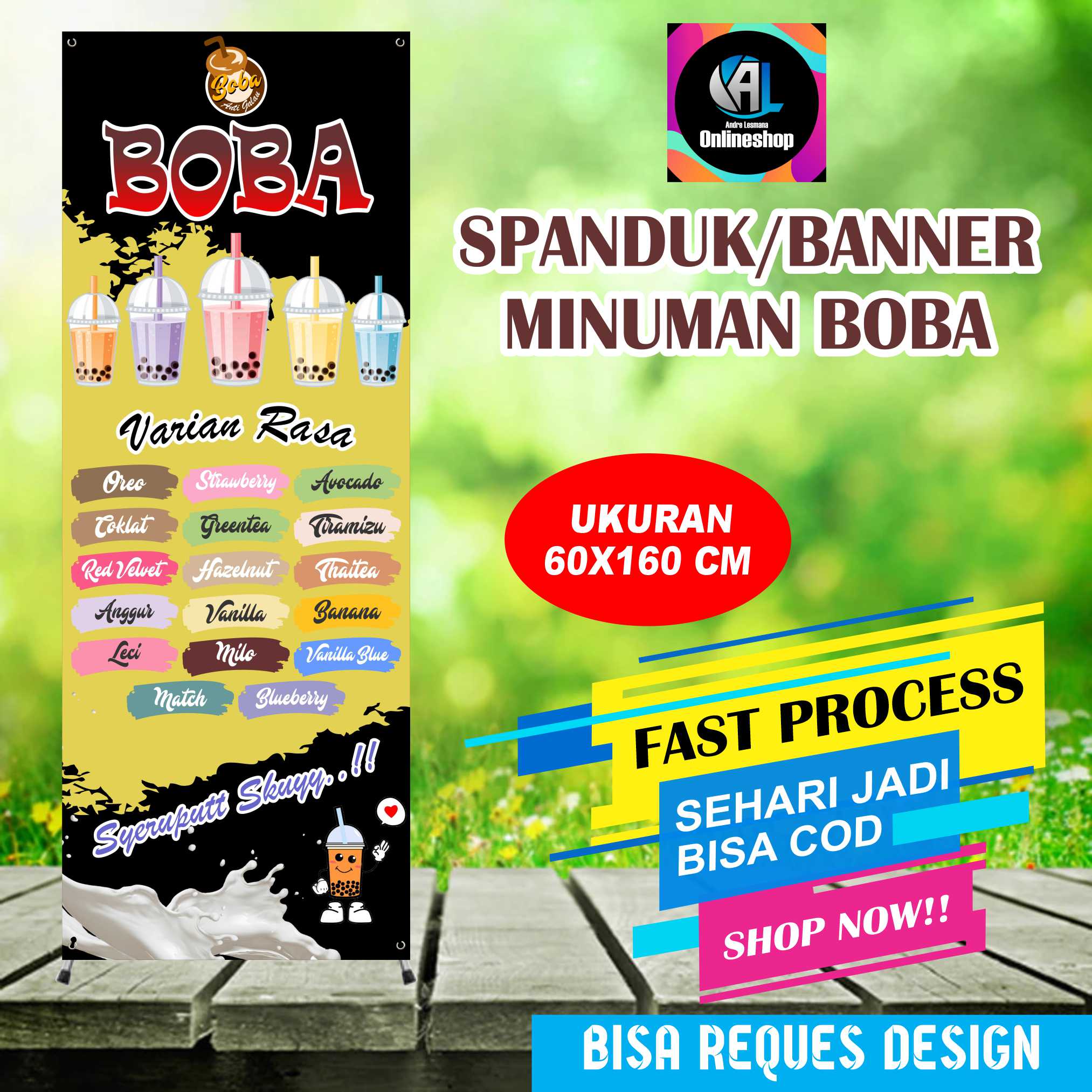 Spanduk, Banner Berdiri Boba Anti Galau | Lazada Indonesia