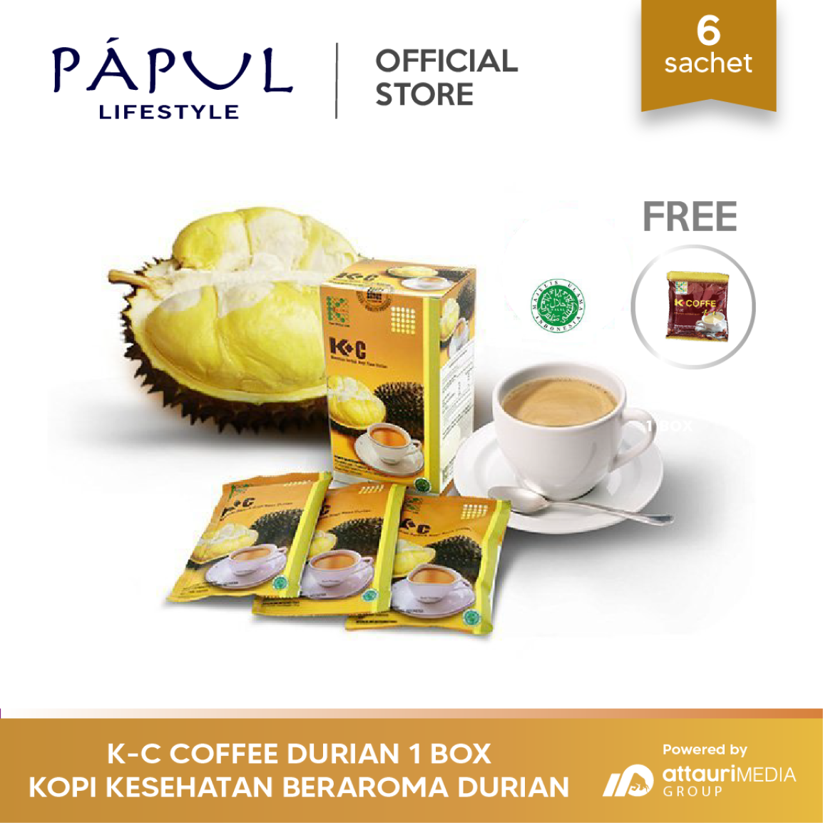 COFFEE Durian (1 Box / 6 Sachet) Kopi Durian Kopi Kesehatan Papul