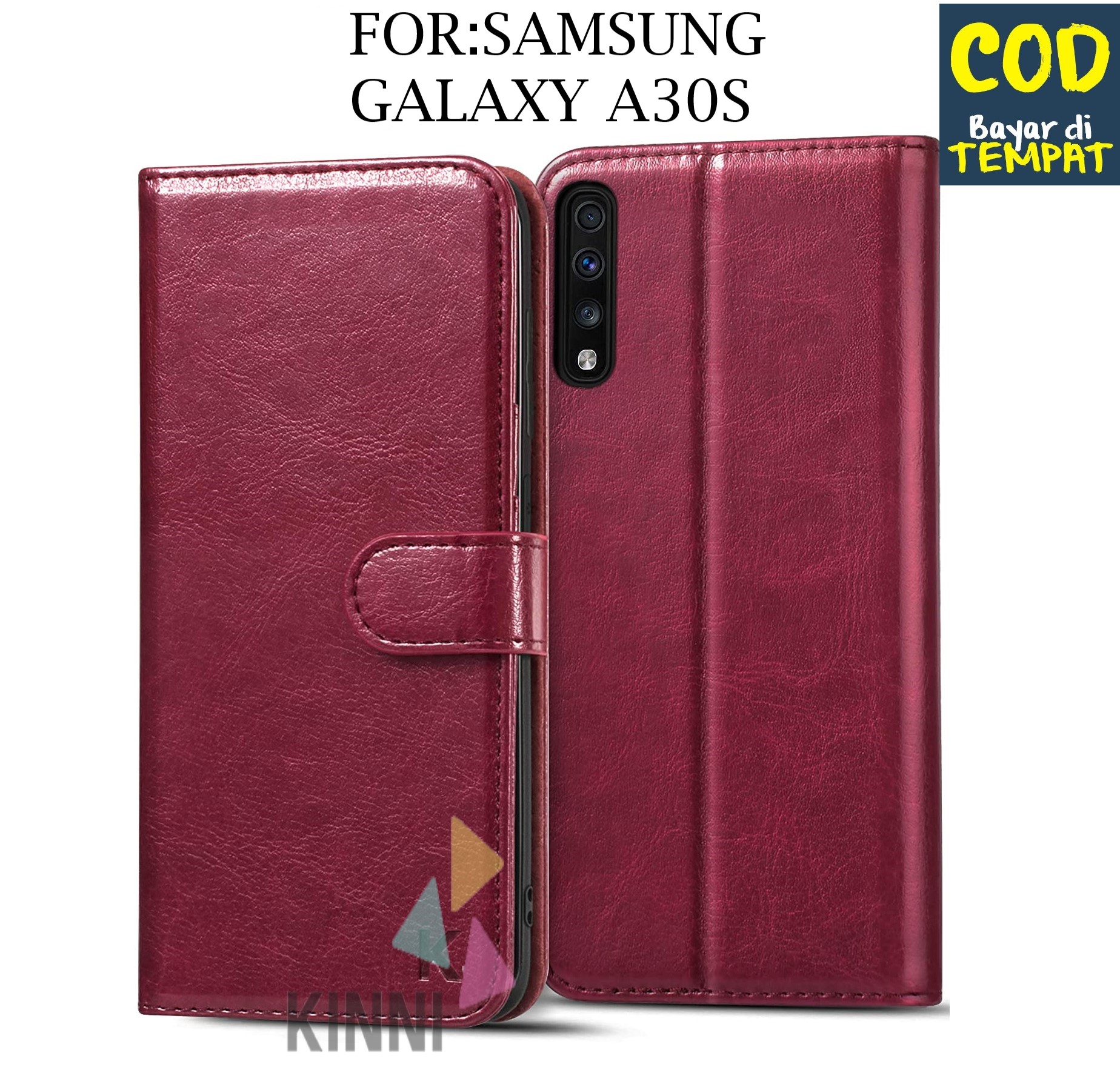 Leather Flip Cover SAMSUNG GALAXY A30S Wallet Case Kulit