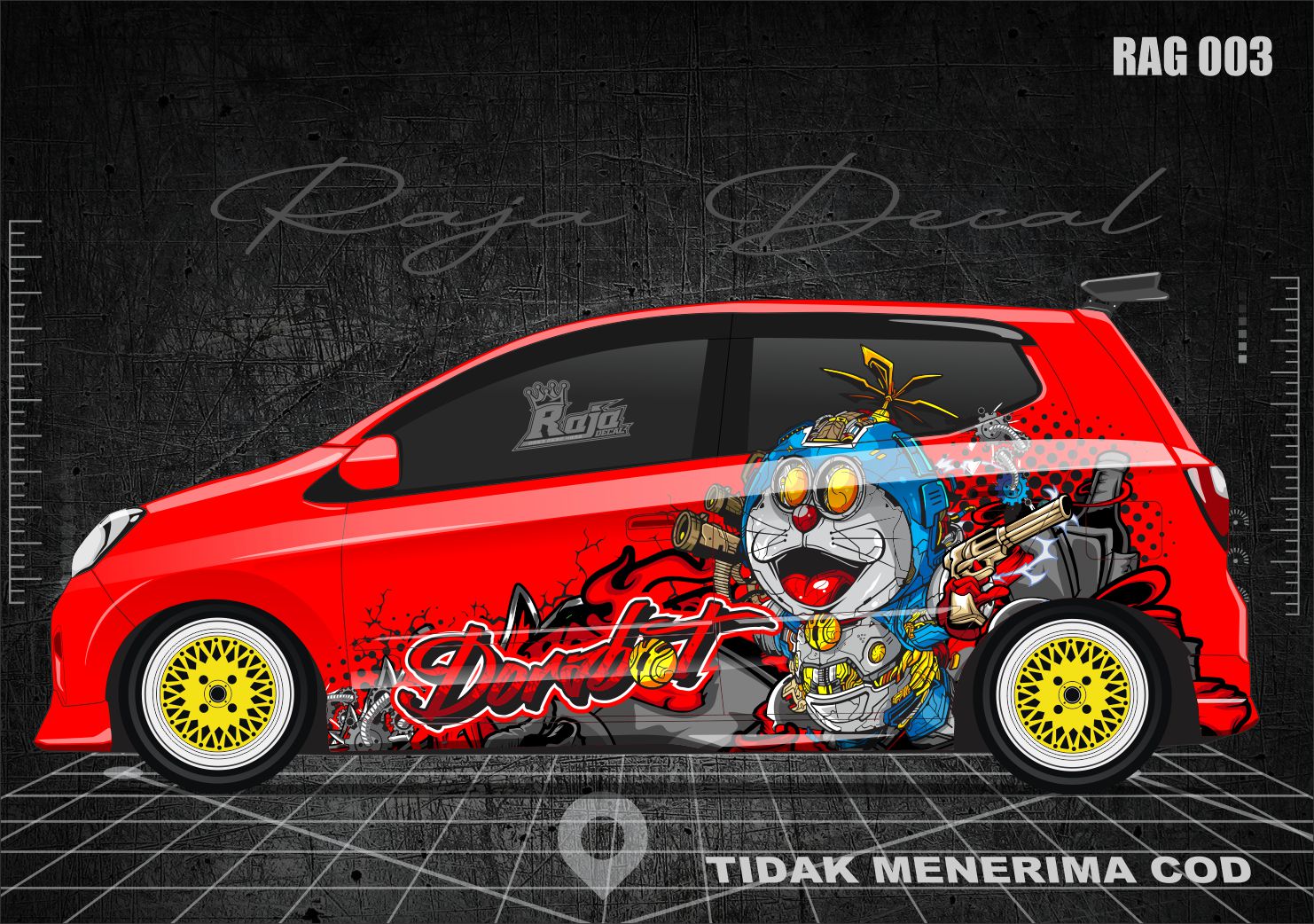 Stiker Striping Mobil Agya Ayla Disain Doraemon Robot Kode RAG 003 Lazada Indonesia