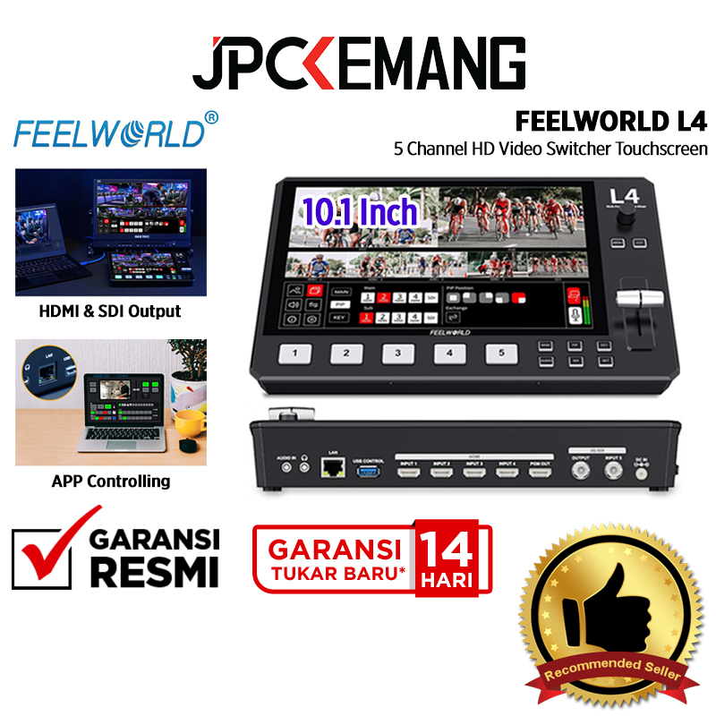 FeelWorld L4 Touch Screen Multi Camera Video Mixer Livestream Switcher ...