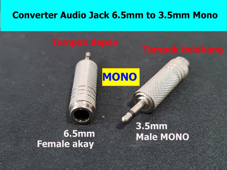 Converter Audio Jack Besi 6.5 To 3.5 Mm Mono Konverter Aux Ke3.5mm 