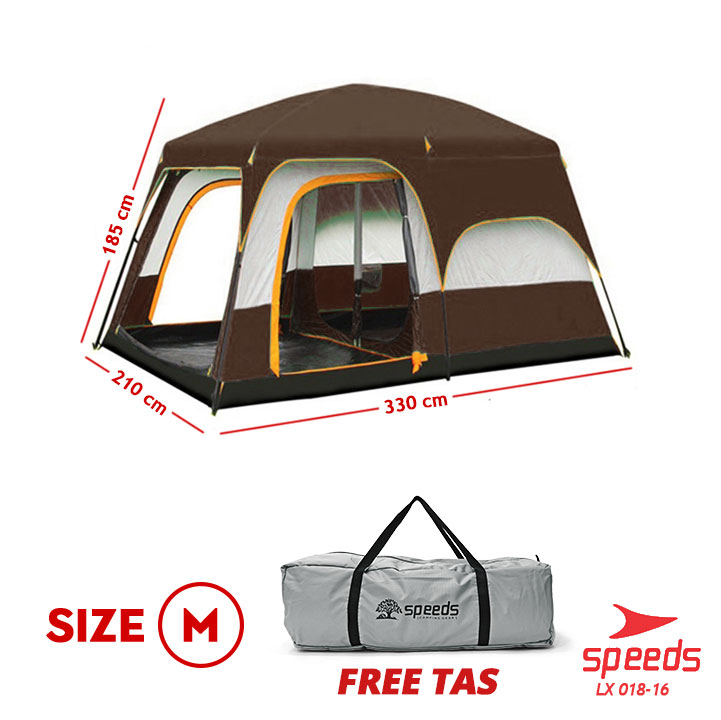 SPEEDS Tenda Kemah Besar Camping Kemping Tenda Dobel Layer Tent