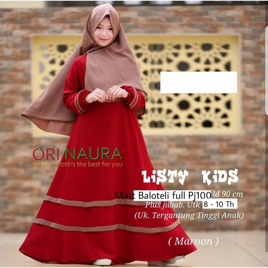 Pakain Muslim / Pakaian Muslim Anak / Dress Anak / Baju Anak / Baju Syari / Gamis Syari / Gamis Murah / Busana Muslim / Busana Muslim Anak / LISTY KIDS / GAMIS ANAK FASHION MUSLIMAH USIA 8 - 10 TAHUN