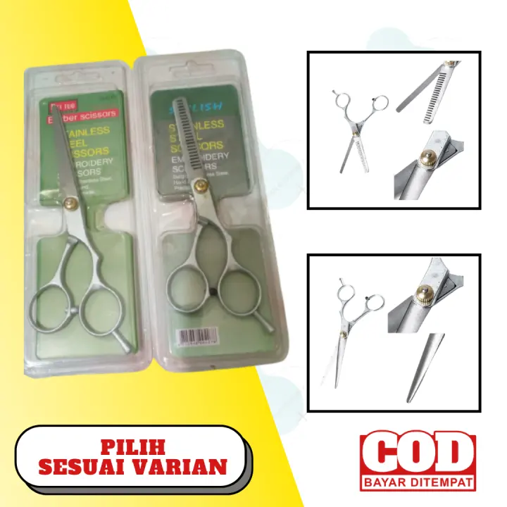 Gunting Rambut 1 Set Lengkap Original Alat Cukur Rambut Gunting Sasak Gerigi Stylish Stainless Steel Scissors Embroidery Lazada Indonesia