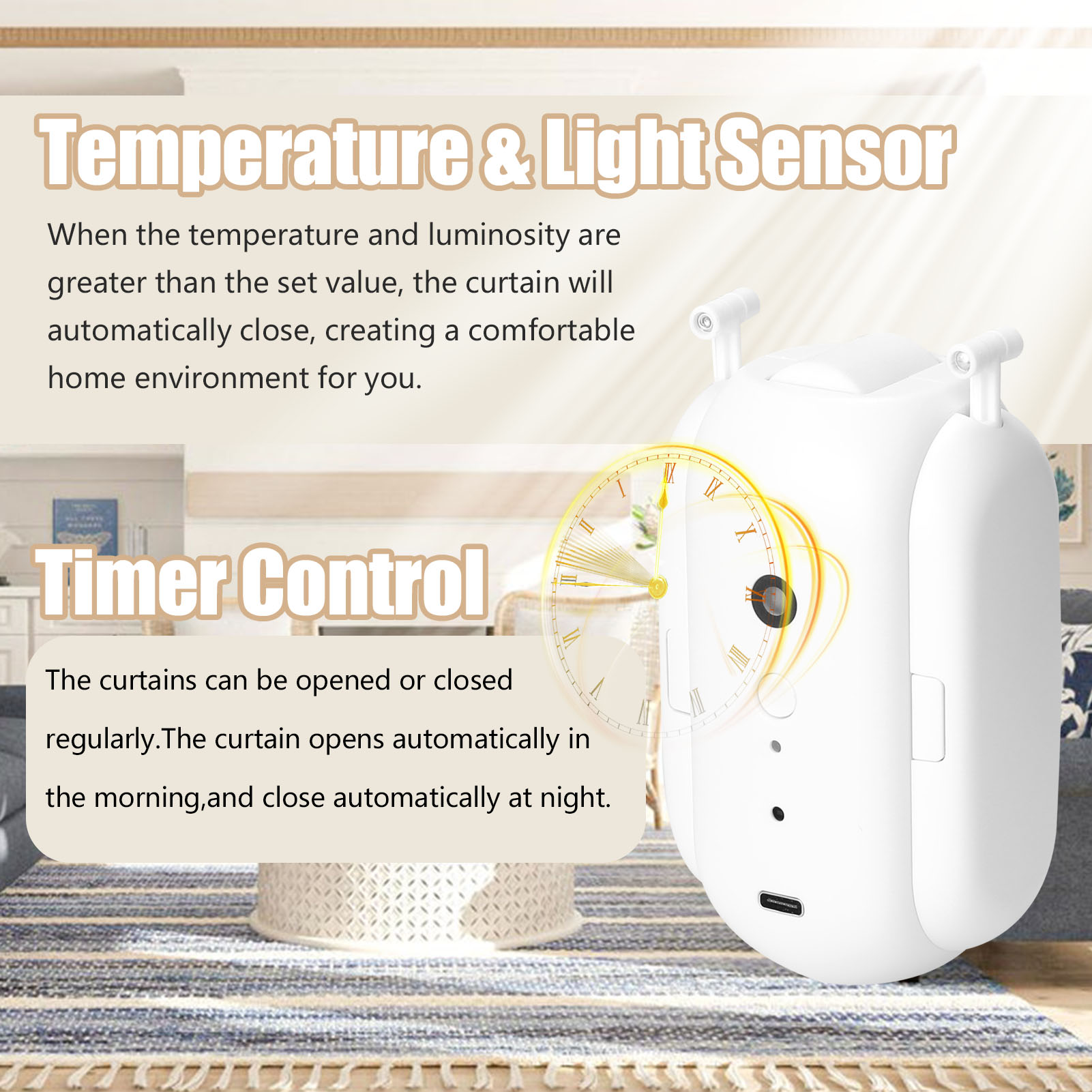 1pc Tuya Smart Curtain Motor BT Voice Control Switch Electric Curtain Robot APP Control Timer Setup Compatible with Alexa Google Home for T-Rail/U-Rail