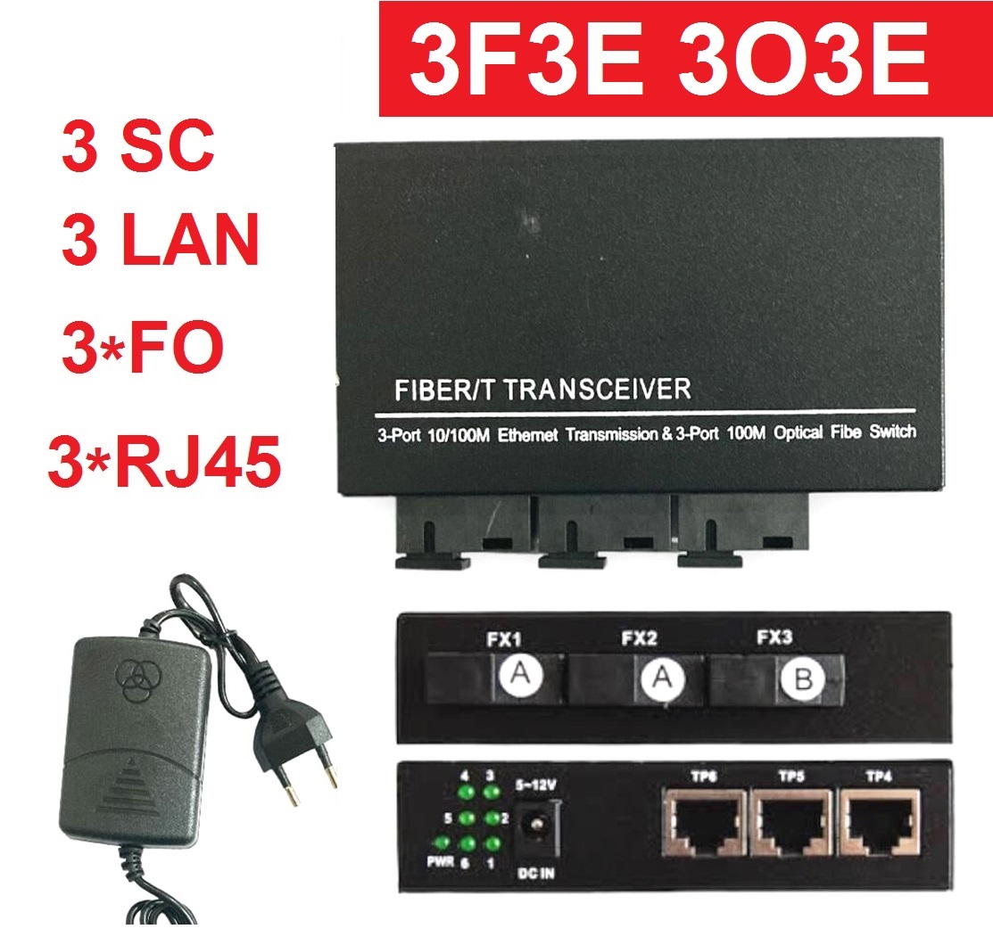 Media Converter Fiber Ethernet Switch 3f3e Optik 3 Sc 3 Rj45 Fiber Transceiver 3o3e Dengan