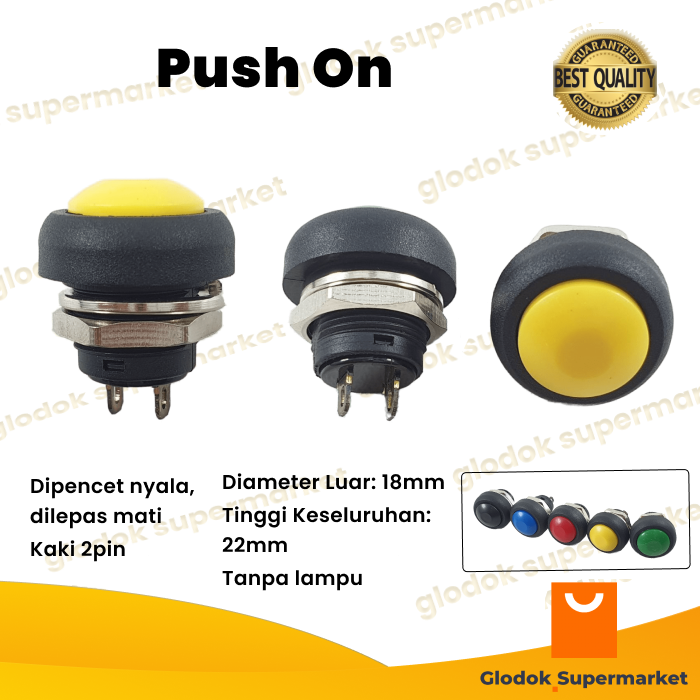 Switch Push On Bulat Plastik 2 Pin Saklar 2pin Tombol 2 Kaki | Lazada ...