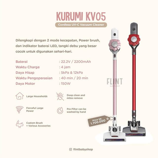 Kurumi Kv 05 Cordless Stick Vacuum 