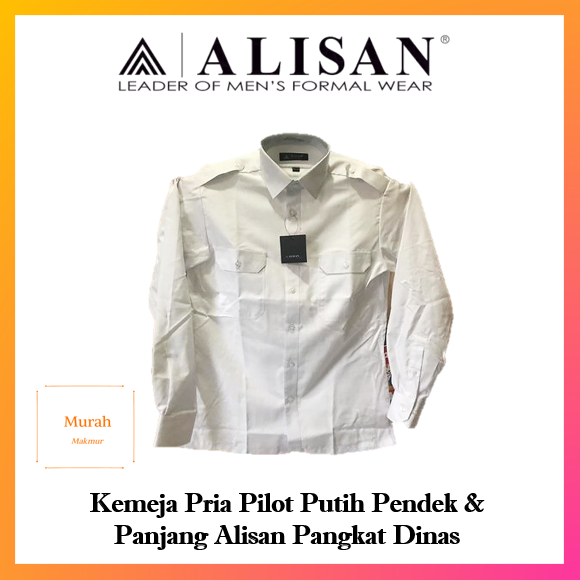 Kemeja Pria Pilot Putih Pendek And Panjang Alisan Pangkat Dinas Lazada Indonesia