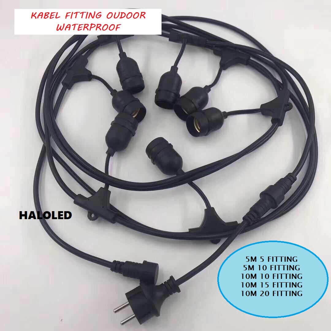 KABEL FITTING GANTUNG OUTDOOR WATERPROOF -10M 20 FITTING LAMPU | Lazada ...