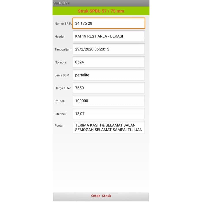 Aplikasi Software Struk Spbu Versi Android Hp Lazada Indonesia