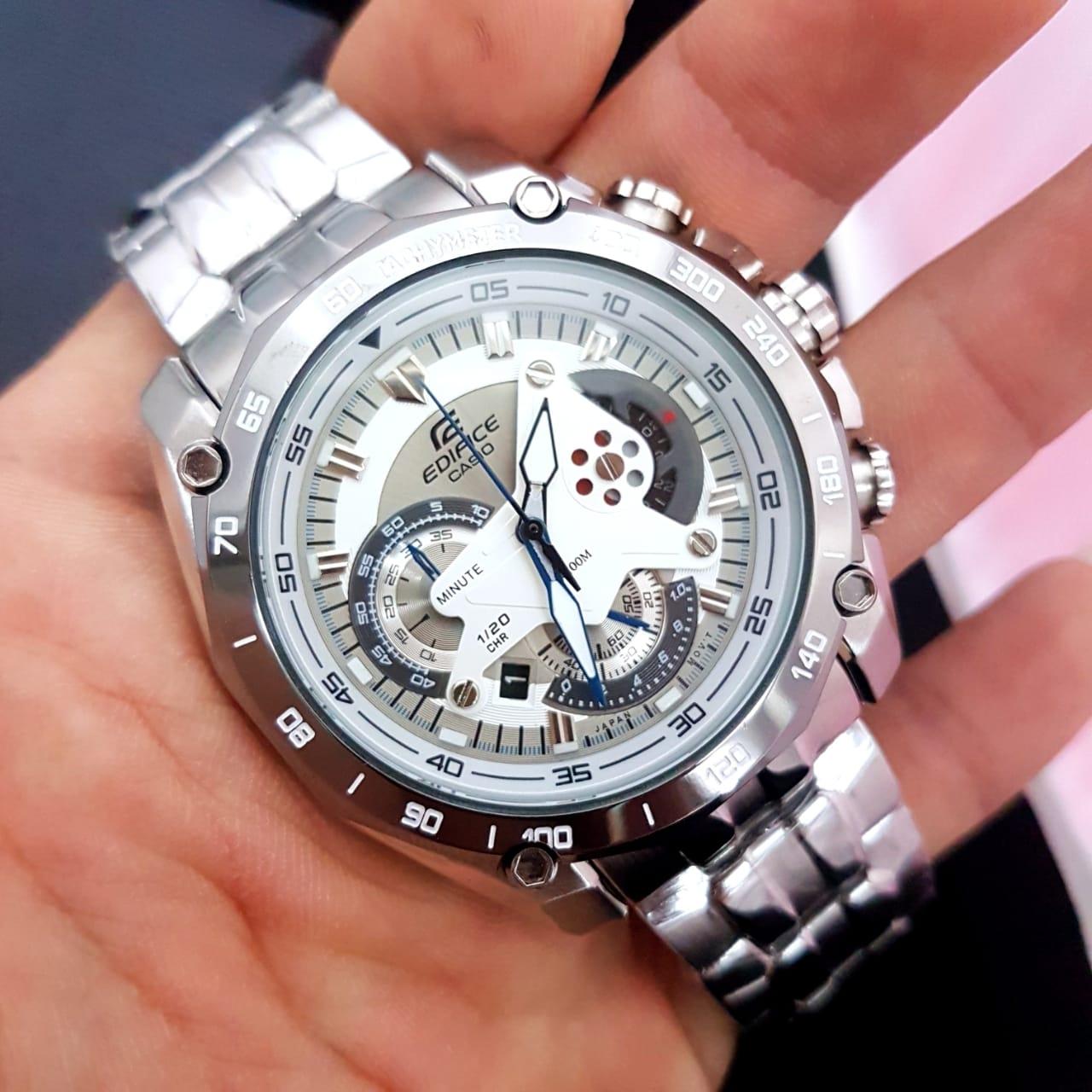 Jam Tangan Pria Casio Edifice EF550 Silver Stainless Steel Formal