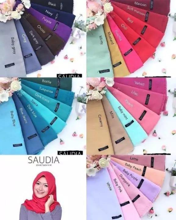 5 Pcs Saudia Ansania Jilbab Hijab Kerudung Segiempat Polos