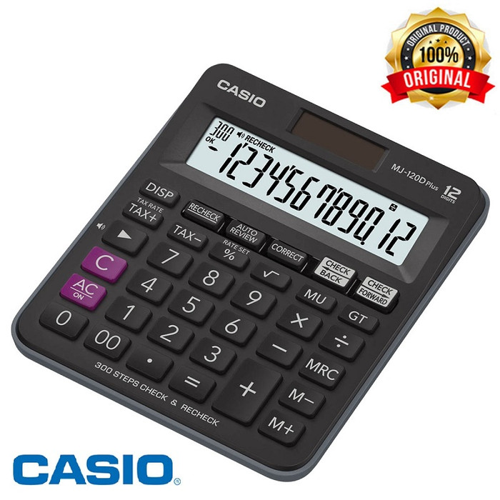 Casio Desktop MJ-120D Plus - Casio kalkulator original MJ 100D PLUS - 10 digit-Kalkulator Meja Office check correct MJ 120D Plus