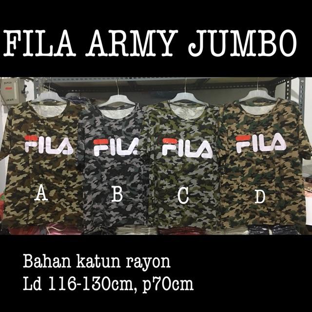 HARGA DISKON!!! KAOS FILA ARMY JUMBO XXL XXXL O NECK MURAH GROSIR SERI ARMI TENTARA TNI FILA BIGSIZE BUMIL BESAR