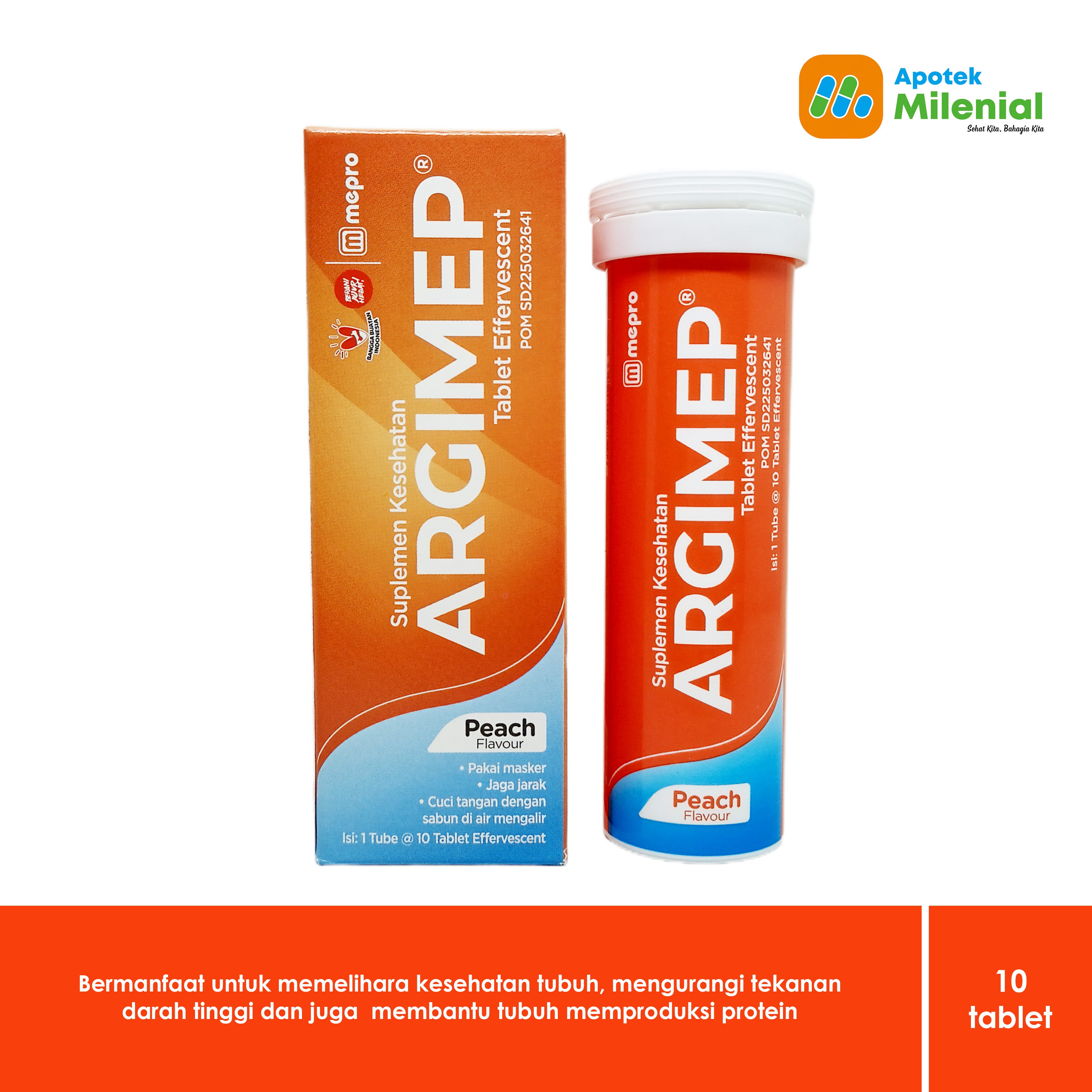 Argimep Tablet Effervescent isi 10 Tablet Rasa Peach / Memelihara ...