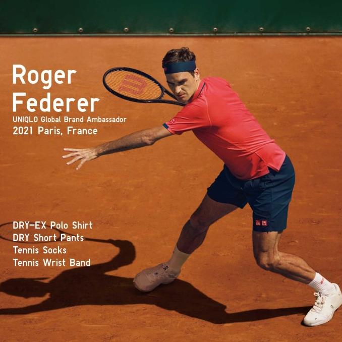 Baju Tenis Uniqlo Roger Federer Blue Tennis Polo Shirt Limited