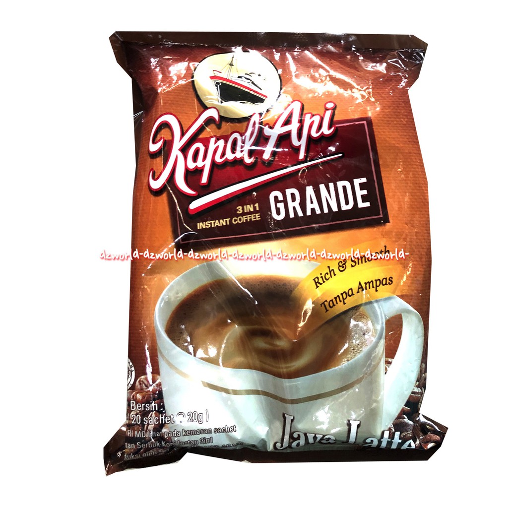 Kapal Api Grande 20sachet Java Latte 3In1 Kopi Instan Gula Jawa Brown