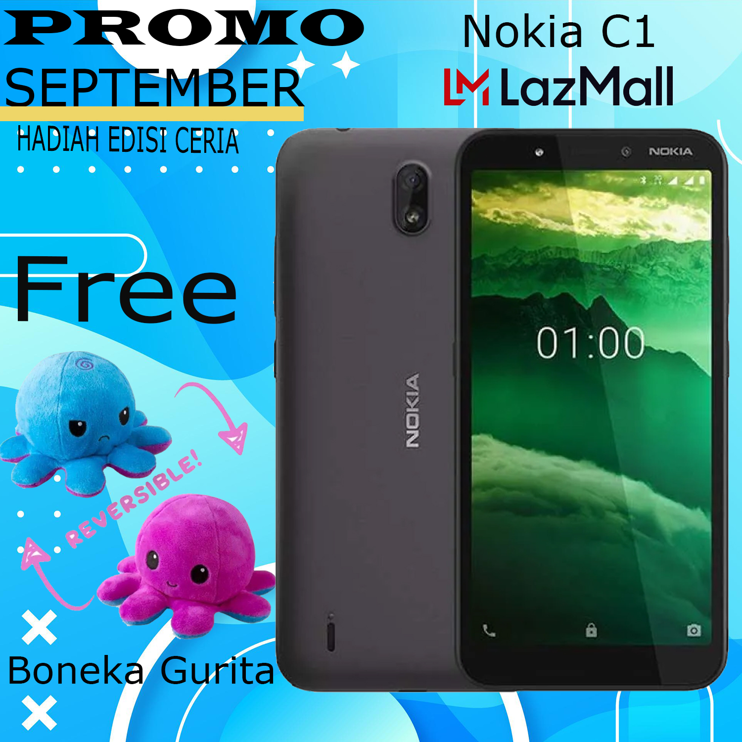 Nokia C1 1GB/16GB Android 9.0 Quad Core Hp Murah + Paket Simple [COD / GRATIS ONGKIR / GARANSI RESMI]