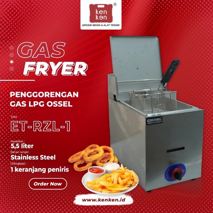 Gas Fryer 1 Tangki Penggorengan Kentang Gas Deep Fryer Penggorengan