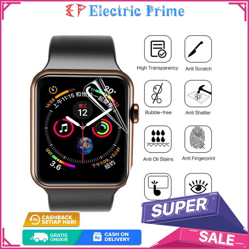 Anti Gores Hydrogel Apple Watch Film Series 1 2 3 4 5 6 SE TRIPLEDI iWatch  Bening Clear Pelindung Layar Screen Protector 38mm 40mm 42mm 44mm Antigores  Clear Bening Anti Lecet Hidrogel