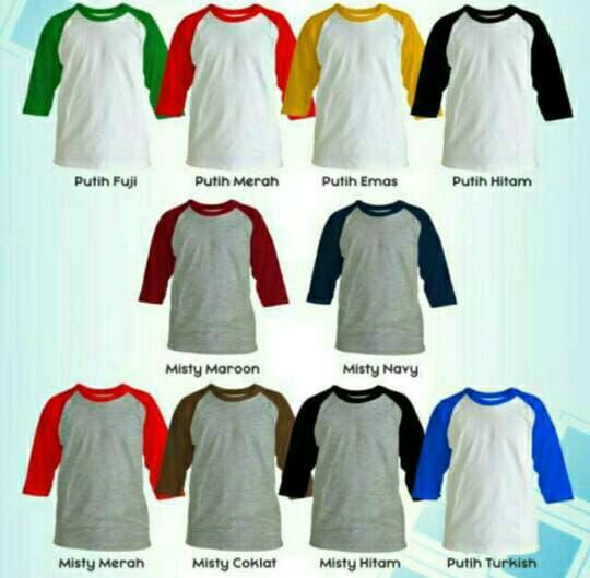 KAOS RAGLAN POLOS UKURAN JUMBO XXXL & XXXXL