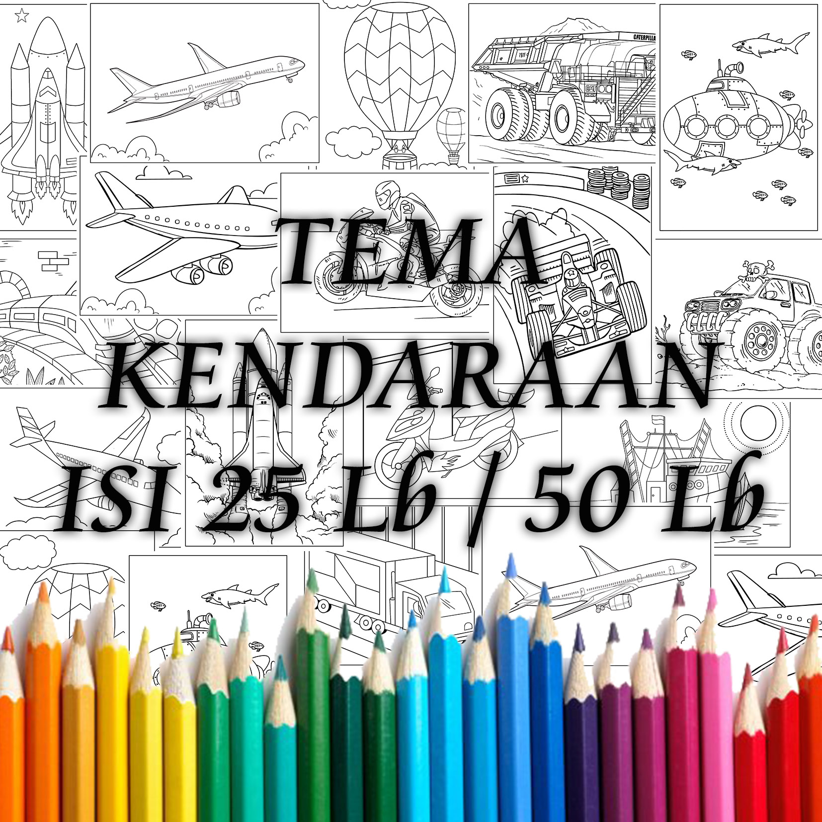 Kertas Gambar Mewarnai Tema KENDARAAN | Lazada Indonesia