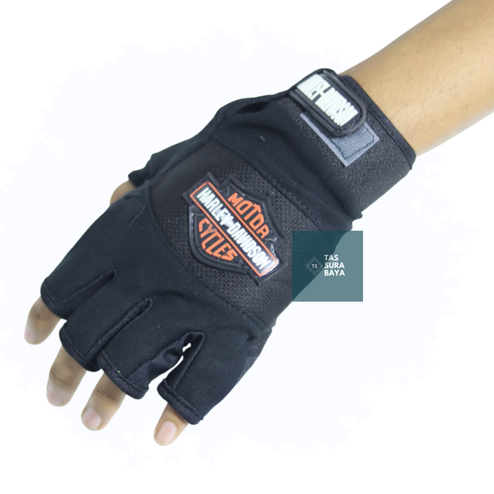 Sarung Tangan Motor Setengah Jari Polos Premium Hitam Sarung