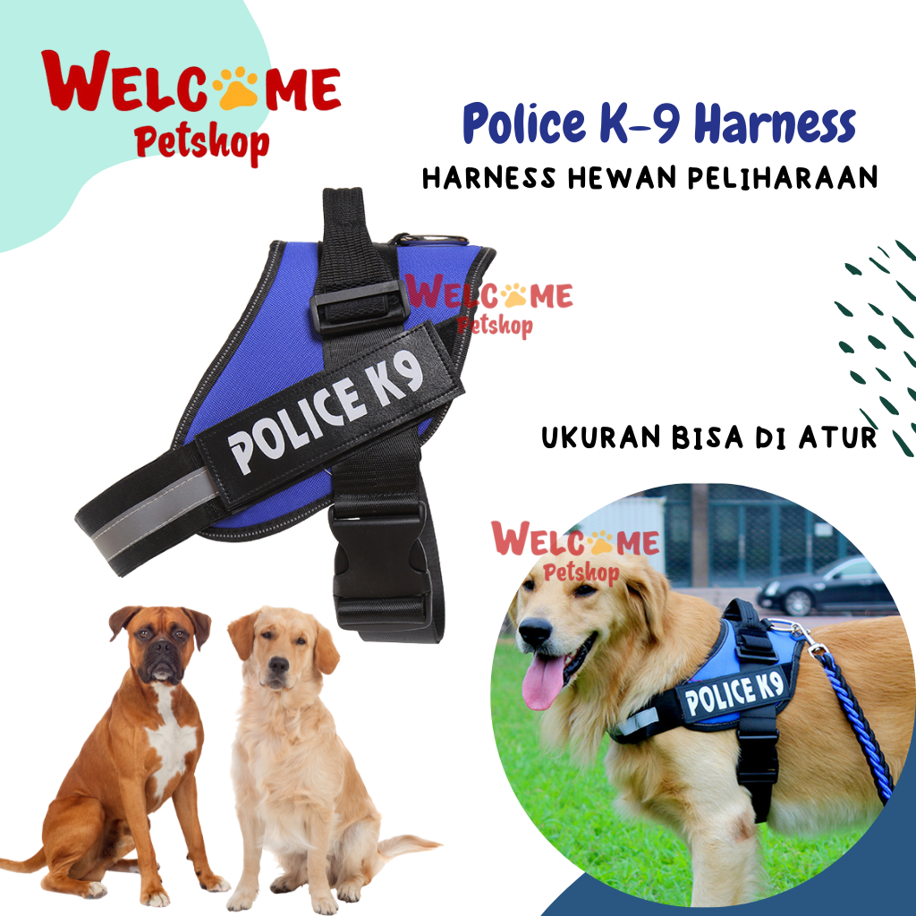 Police K9 Harness Anjing Besar Medium Rompi Badan Jalan Kain