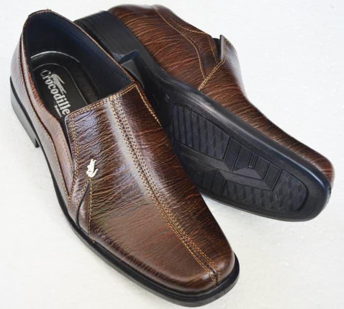 Sepatu Crocodile Formal SP1 Brown, Sepatu Kantor Crocodile Kulit Asli, Sepatu Pantofel Crocodile Full Kulit Asli Berkualitas Durable