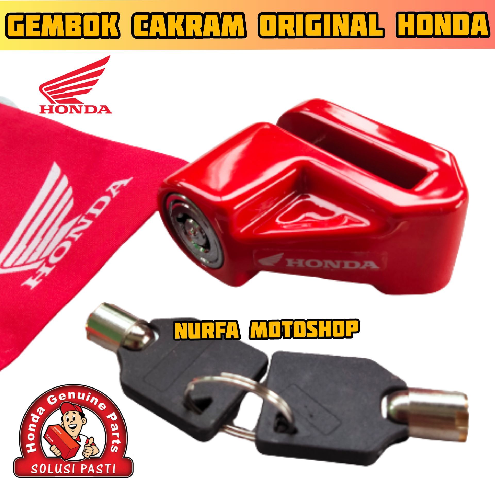 Kunci Gembok Piringan Cakram Original Ahm Pengaman Motor Lazada Indonesia