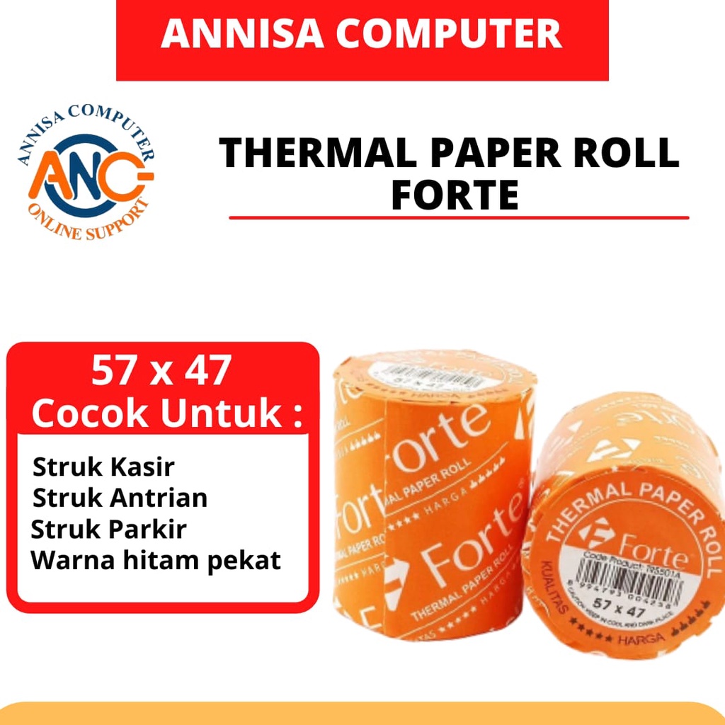 Kertas Thermal Kertas Kasir Kertas Struk Forte 57 X 47mm Lazada