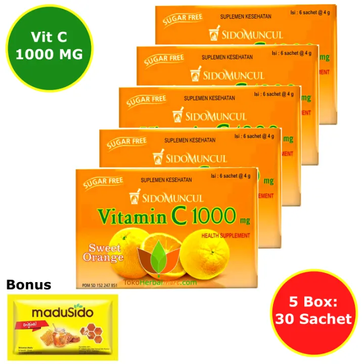 30 Sachet Vitamin C 1000 Mg Sidomuncul Sweet Orange Rasa Jeruk Minuman Vitamin C Suplemen Makanan Untuk Daya Tahan Tubuh Dewasa Anak Imunitas Vit C 1000mg Obat Pitamin Fitamin Sido Muncul Lazada Indonesia