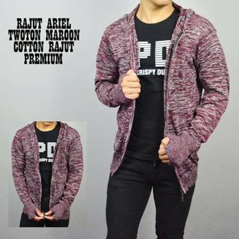 Sweater Rajut Twotone Hitam Jaket Rajut Ariel Rajut Twice Rajut Twist Cowok Pria Dan Wanita