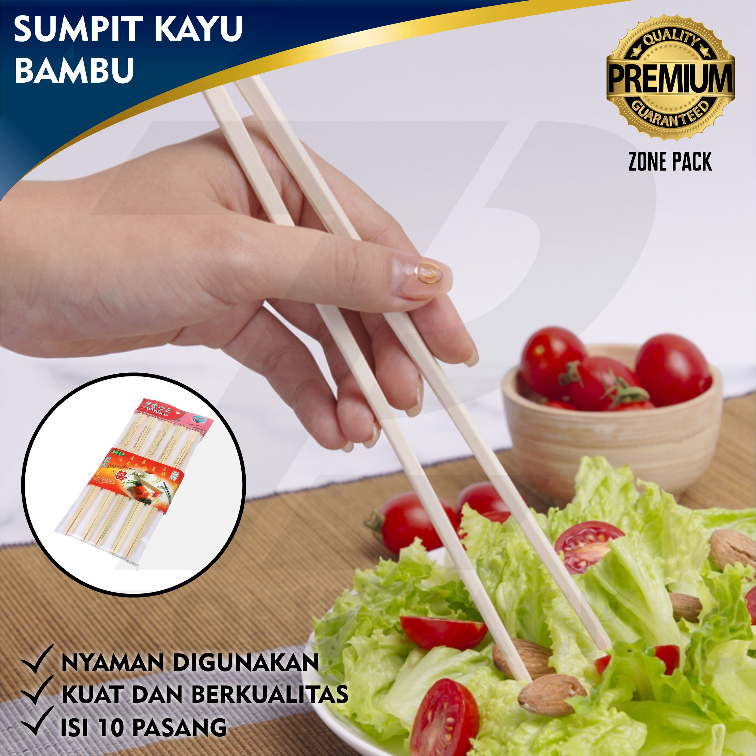 Sumpit Kayu Bambu Isi Pasang Sumpit Higenis Chopstick Wooden