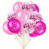2 Sets 2nd Latex Balloon with Paillette Confetti Numbers Crown Foil Balloon