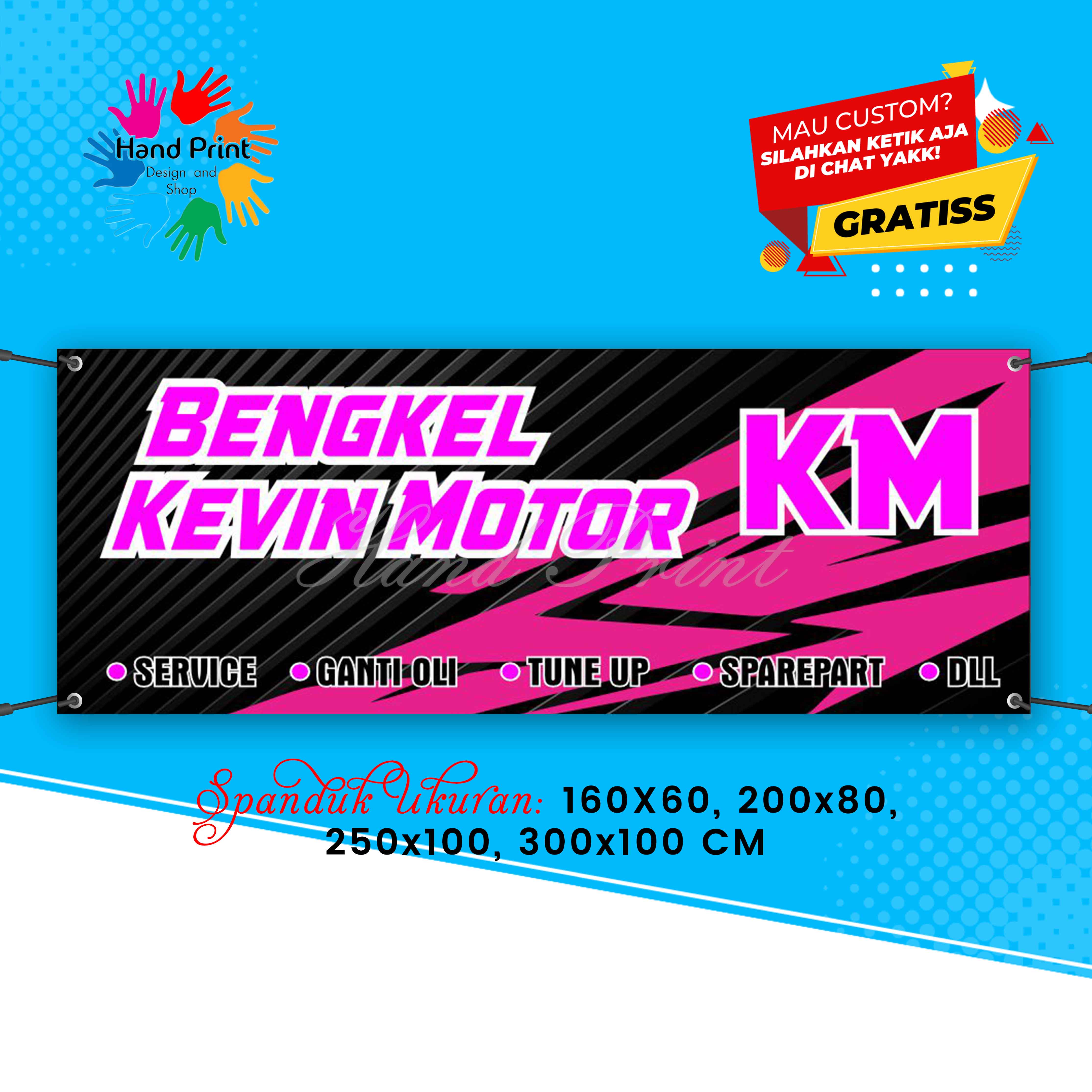 SPANDUK BANNER Bengkel Motor Racing Pink Hitam MMT Spanduk Custom ...